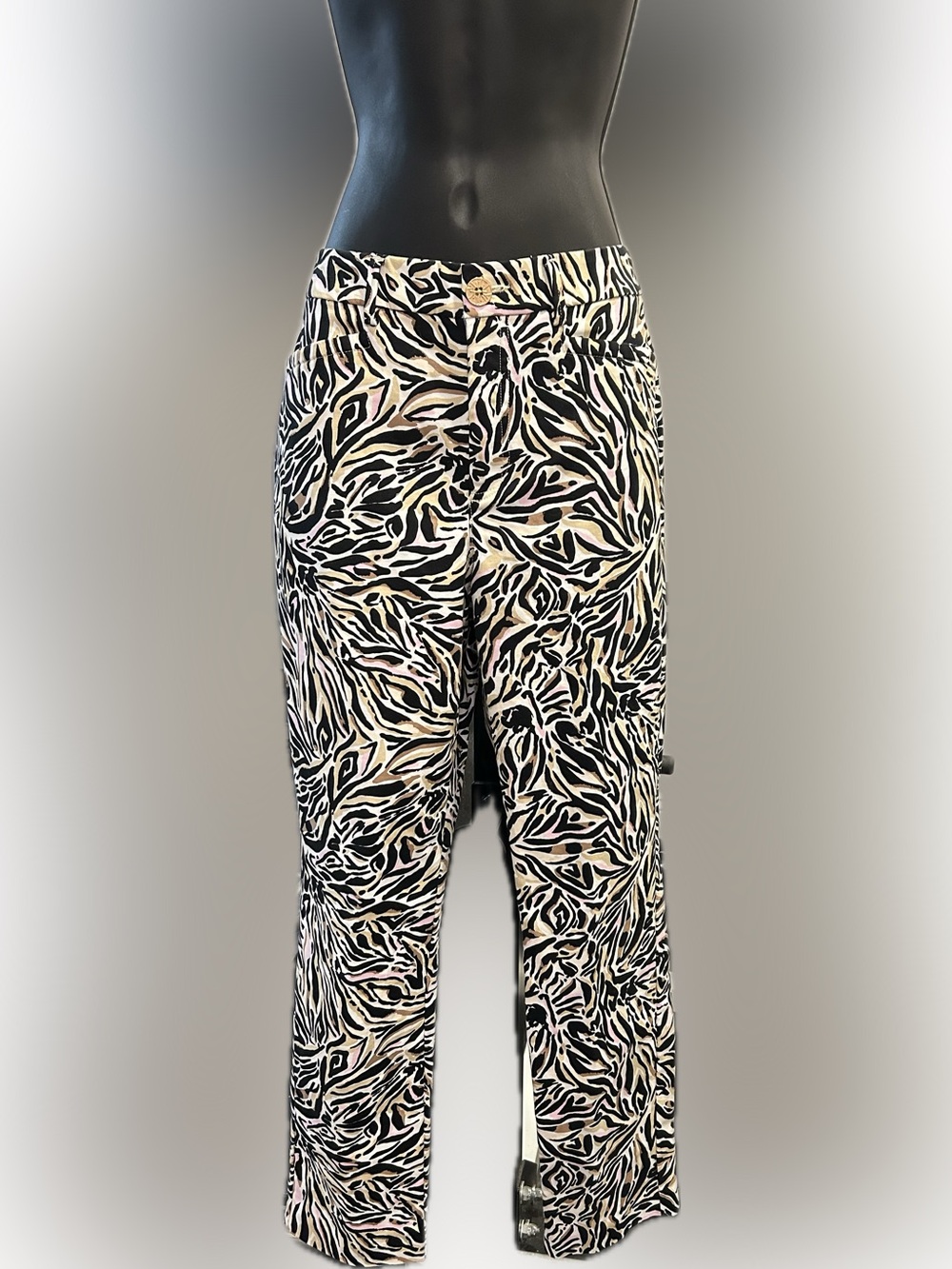 Lilly Pulitzer Animal Print Zebra Ankle Pants size 8